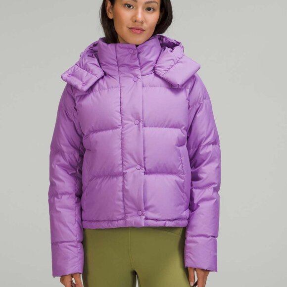Lululemon Women's Purple Blossom Light Wunder Puff Cropped Puffer Vest Size 14 - Picture 1 of 7